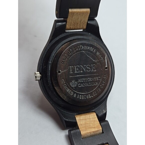 Tense Wood Watch Two Tone Maple Sandalwood Analog Quartz New Battery Womens - Picture 11 of 11